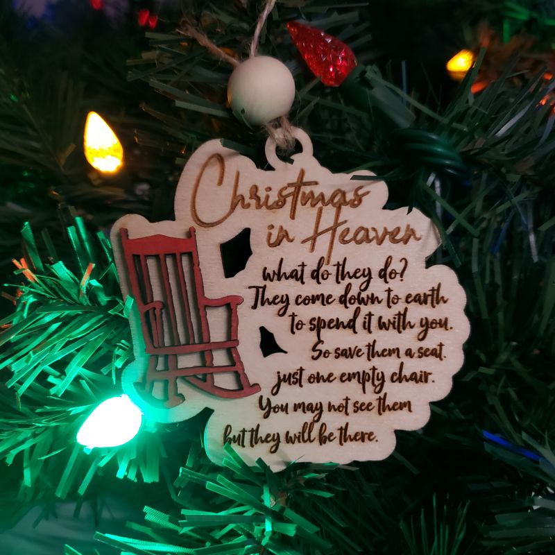 Save a Seat Ornament: Handcrafted Memorial with Christmas in Heaven Poem and 3D Rocking Chair