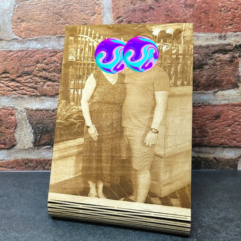 Handcrafted Laser-Engraved Wooden Photograph: Unique Living Hinge Art