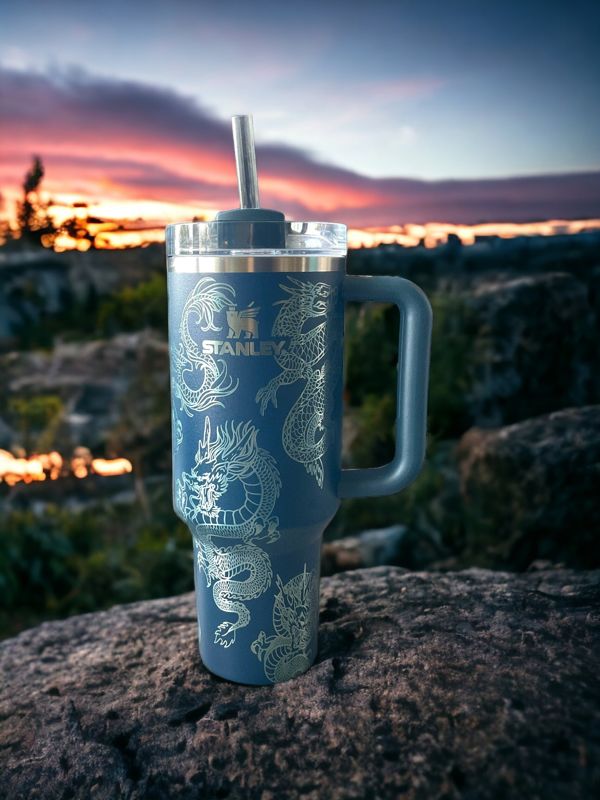 Dragon Tumbler, Dragon Wrap, Stanley Engraved Tumbler, Personalized (30oz Rose Quartz | Design Only)
