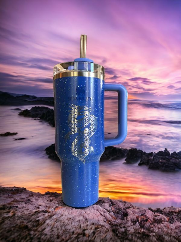 Dragon Tumbler, Dragon Wrap, Stanley Engraved Tumbler, Personalized (30oz Rose Quartz | Design Only)