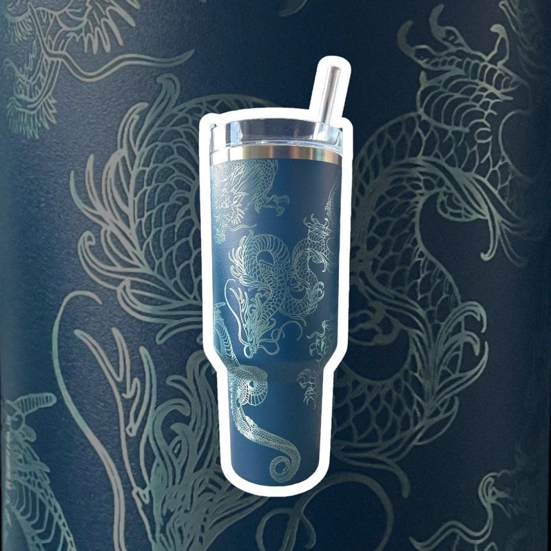 Dragon Tumbler, Dragon Wrap, Stanley Engraved Tumbler, Personalized (30oz Rose Quartz | Design Only)