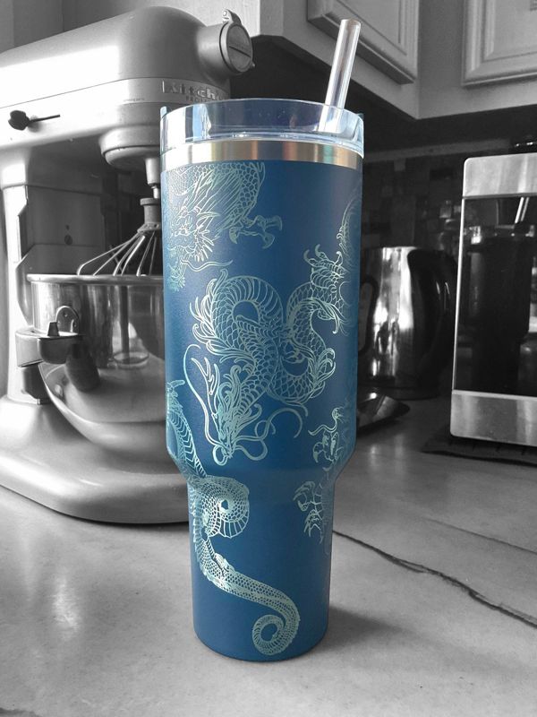 Dragon Tumbler, Dragon Wrap, Stanley Engraved Tumbler, Personalized (30oz Rose Quartz | Design Only)