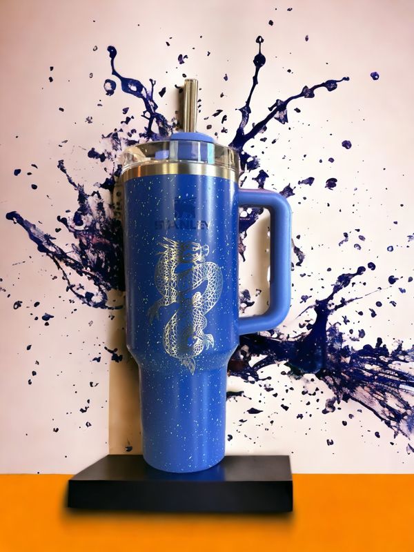 Dragon Tumbler, Dragon Wrap, Stanley Engraved Tumbler, Personalized (30oz Rose Quartz | Design Only)