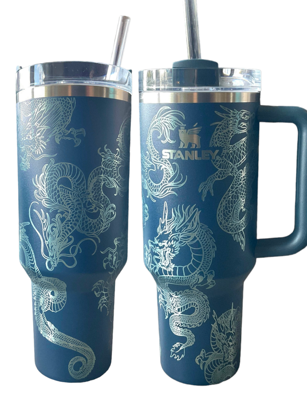 Dragon Tumbler, Dragon Wrap, Stanley Engraved Tumbler, Personalized (30oz Rose Quartz | Design Only)
