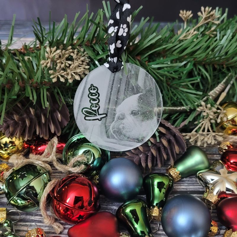 Personalized Handcrafted Laser-Engraved Acrylic Ornaments: Custom Photo Keepsakes for Christmas Tree or Keychain/Bag Tag