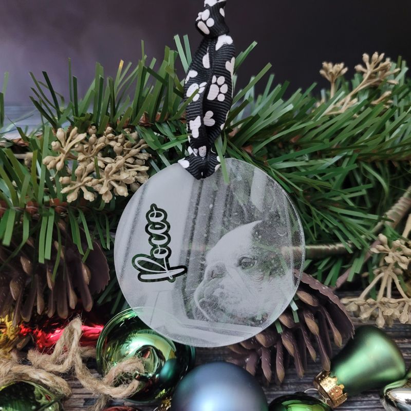 Personalized Handcrafted Laser-Engraved Acrylic Ornaments: Custom Photo Keepsakes for Christmas Tree or Keychain/Bag Tag