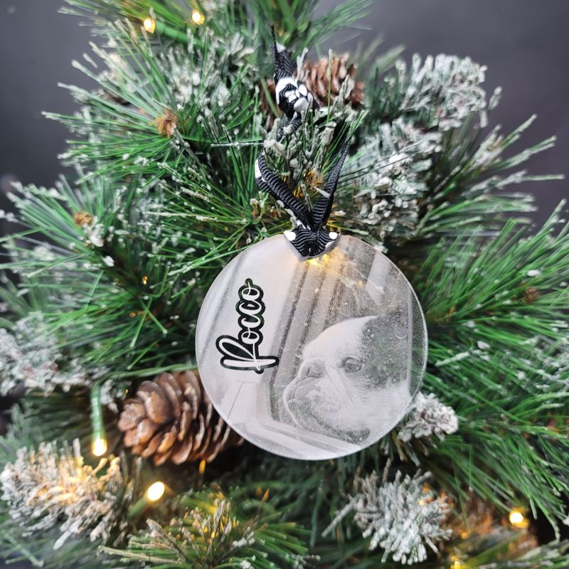 Personalized Handcrafted Laser-Engraved Acrylic Ornaments: Custom Photo Keepsakes for Christmas Tree or Keychain/Bag Tag