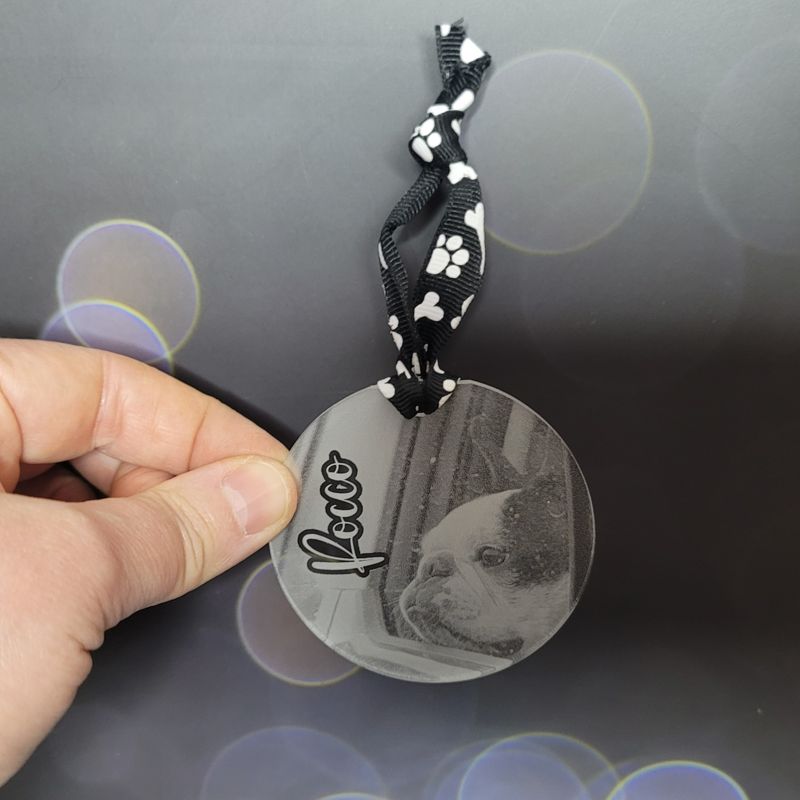 Personalized Handcrafted Laser-Engraved Acrylic Ornaments: Custom Photo Keepsakes for Christmas Tree or Keychain/Bag Tag