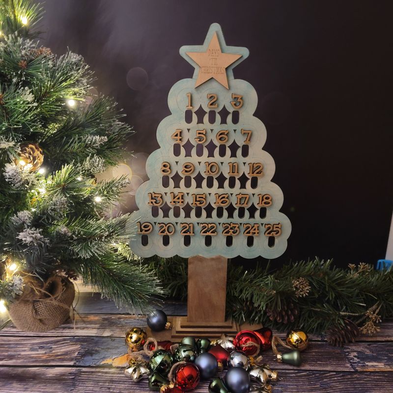 Festive Christmas Countdown Calendar: Handcrafted Tree with Candy Cane Cutouts for Fun and Unique Holiday Decor