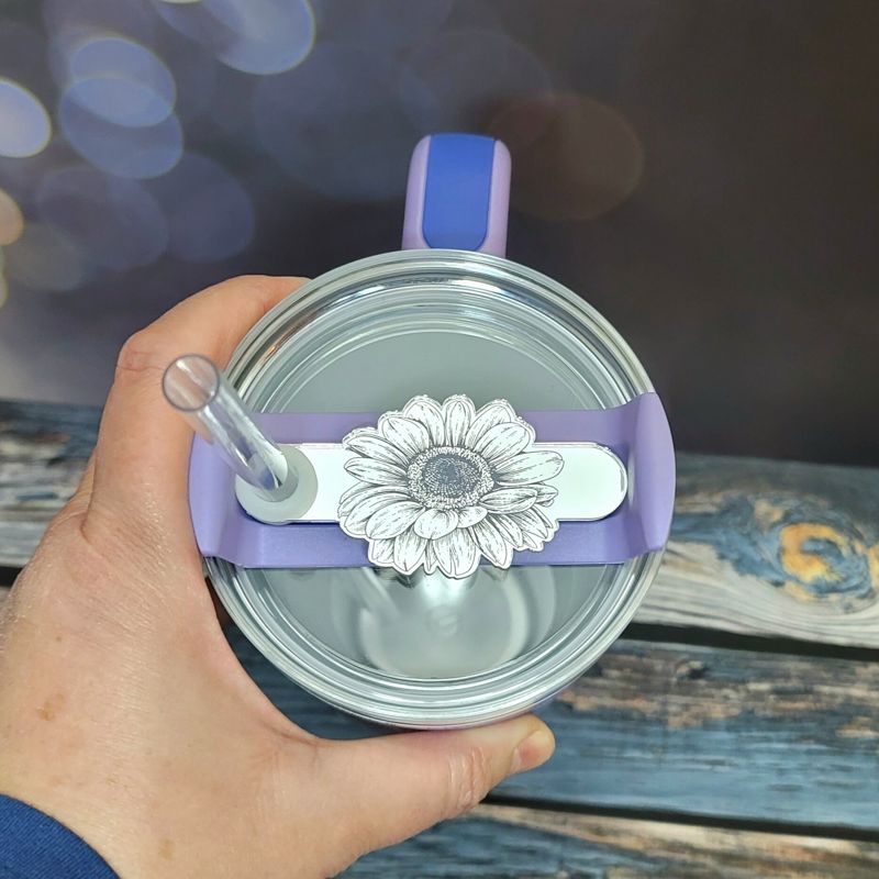Butterfly Sunflower Stanley, Wildflower Engraved Tumbler, Personalized Tumbler, Matching Topper (30oz Charcoal H2.0, Design Only)