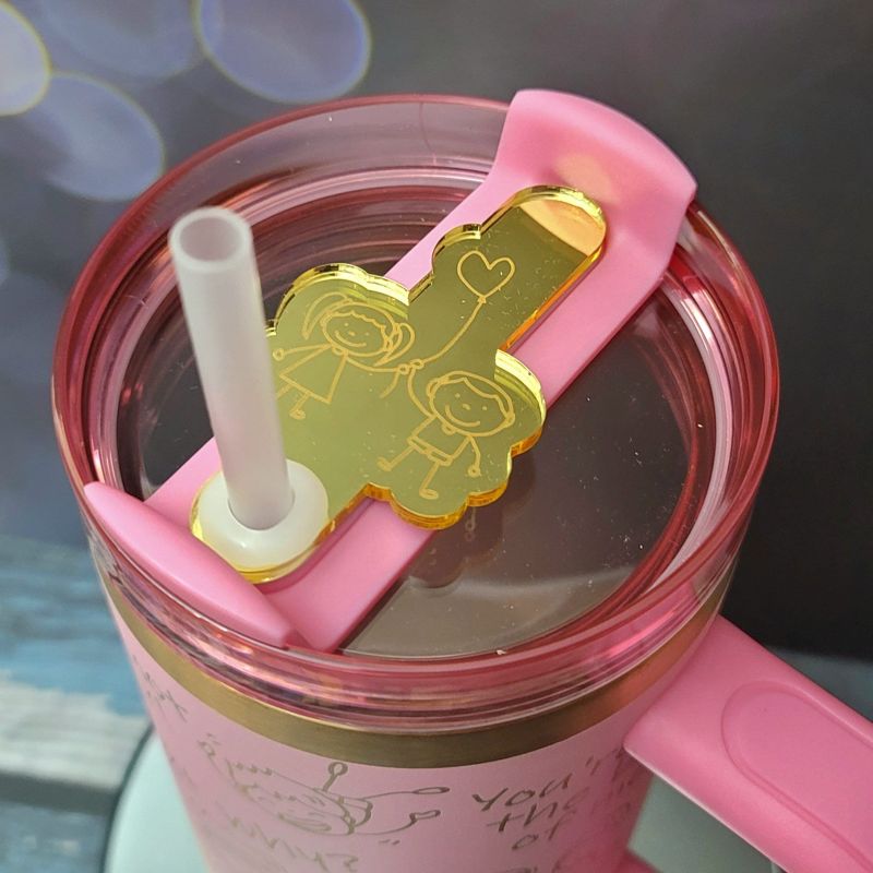 Mom Tumbler, 40oz Tumbler, Parent Tumbler, Cream and Copper Tumbler, Laser Engraved, Mother's Day Wrap, Children doodle Cup, Grandparent (Black Copper)