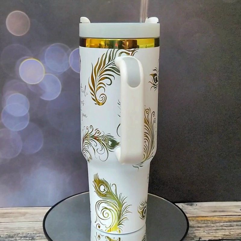 Peacock 40oz Oil Slick Tumbler (White Rainbow)