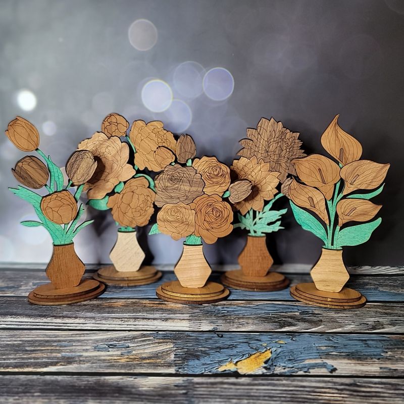 Handcrafted Wooden Floral Bouquets – Eternal Beauty in Roses, Lilies, and More! Personalized Tags, Custom Colors, and Unforgettable Gifts
