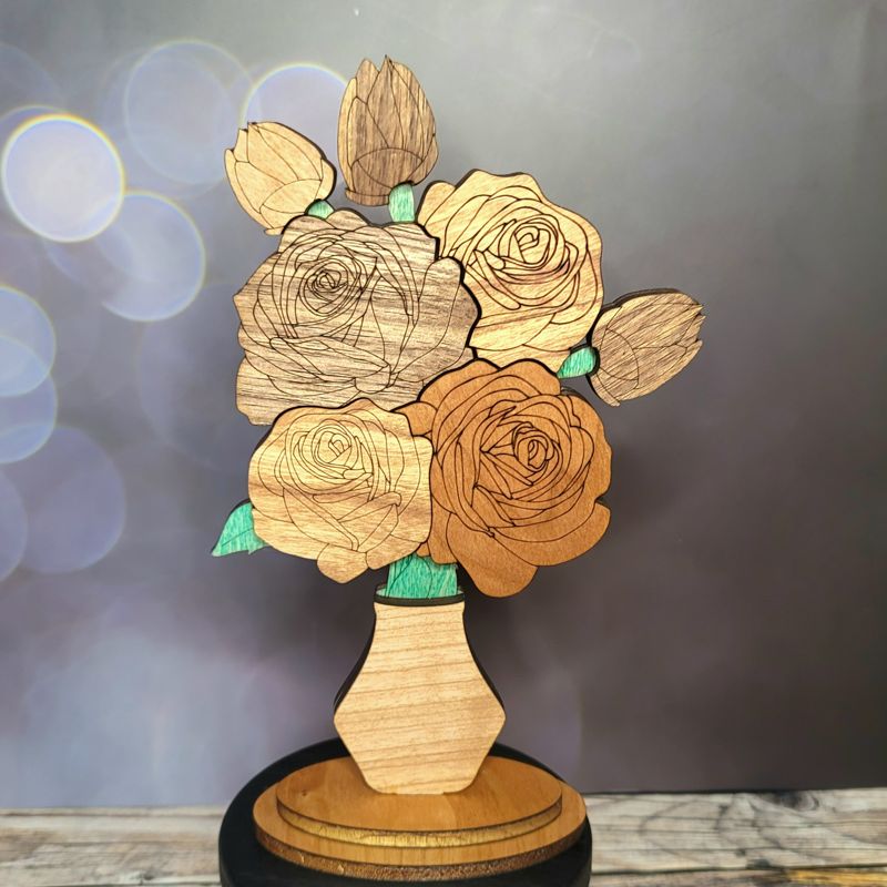 Handcrafted Wooden Floral Bouquets – Eternal Beauty in Roses, Lilies, and More! Personalized Tags, Custom Colors, and Unforgettable Gifts