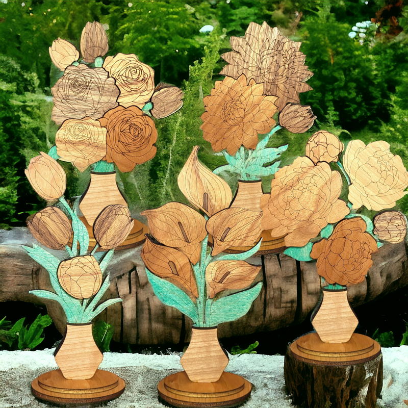 Handcrafted Wooden Floral Bouquets – Eternal Beauty in Roses, Lilies, and More! Personalized Tags, Custom Colors, and Unforgettable Gifts
