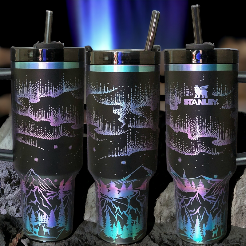 Stanley Chroma 40oz, Limited Edition, Engraved Stanley, Northern Lights Tumbler, Stanley Quencher H2.0, Custom Tumbler, Perfect Gift (Logo on Cup)