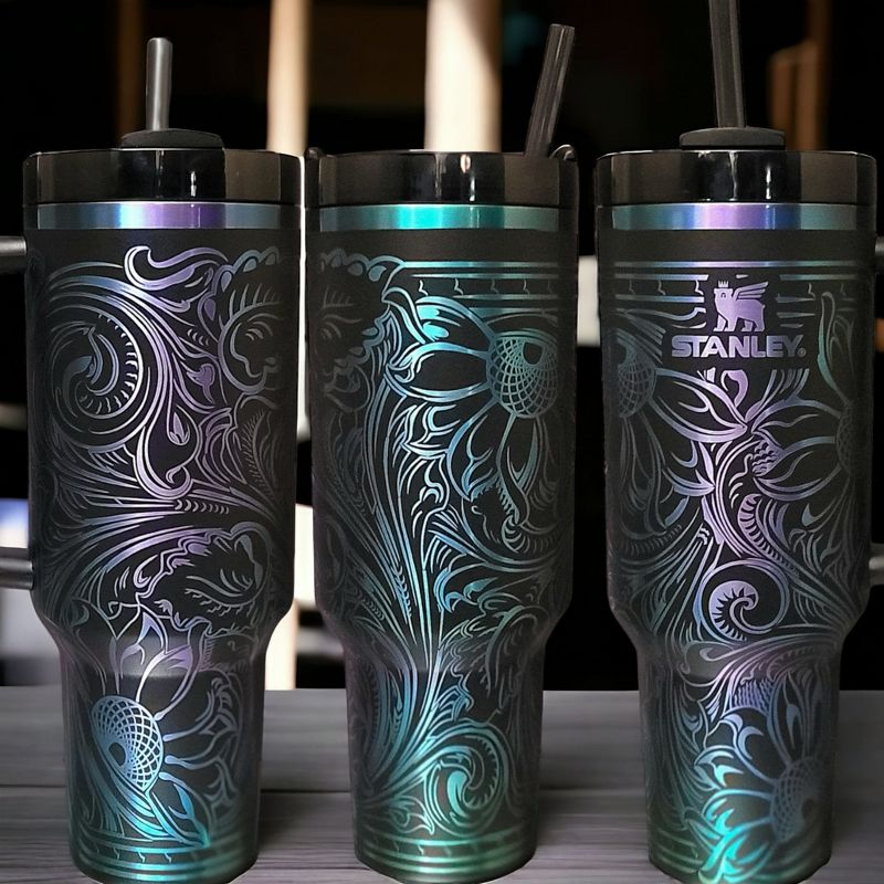 Stanley Chroma 40oz, Limited Edition, Engraved Stanley, Northern Lights Tumbler, Stanley Quencher H2.0, Custom Tumbler, Perfect Gift (Logo on Cup)