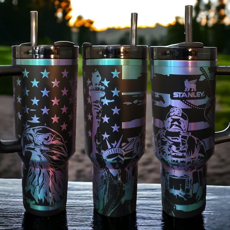 Stanley Chroma 40oz, Limited Edition, Engraved Stanley, Northern Lights Tumbler, Stanley Quencher H2.0, Custom Tumbler, Perfect Gift (Logo on Cup)