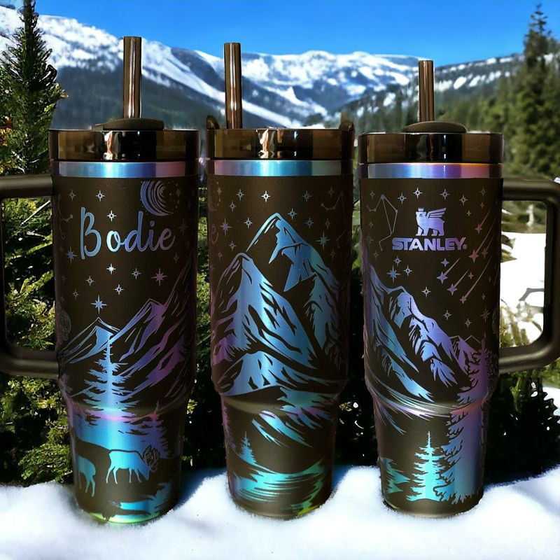 Stanley Chroma 40oz, Limited Edition, Engraved Stanley, Northern Lights Tumbler, Stanley Quencher H2.0, Custom Tumbler, Perfect Gift (Logo on Cup)