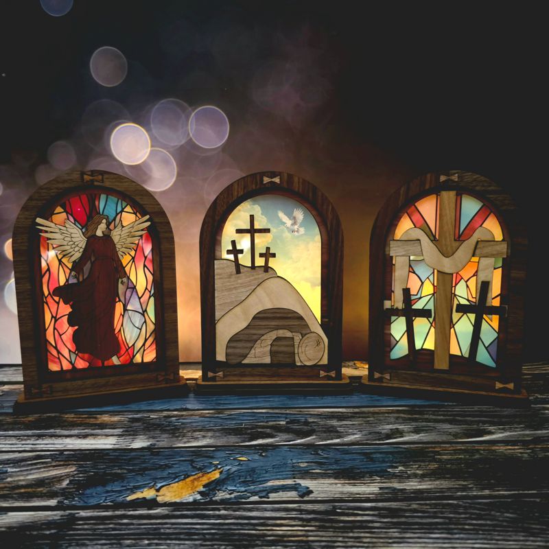 Religious Easter Mantle Decor - Angel, Cross, or Empty Tomb Options