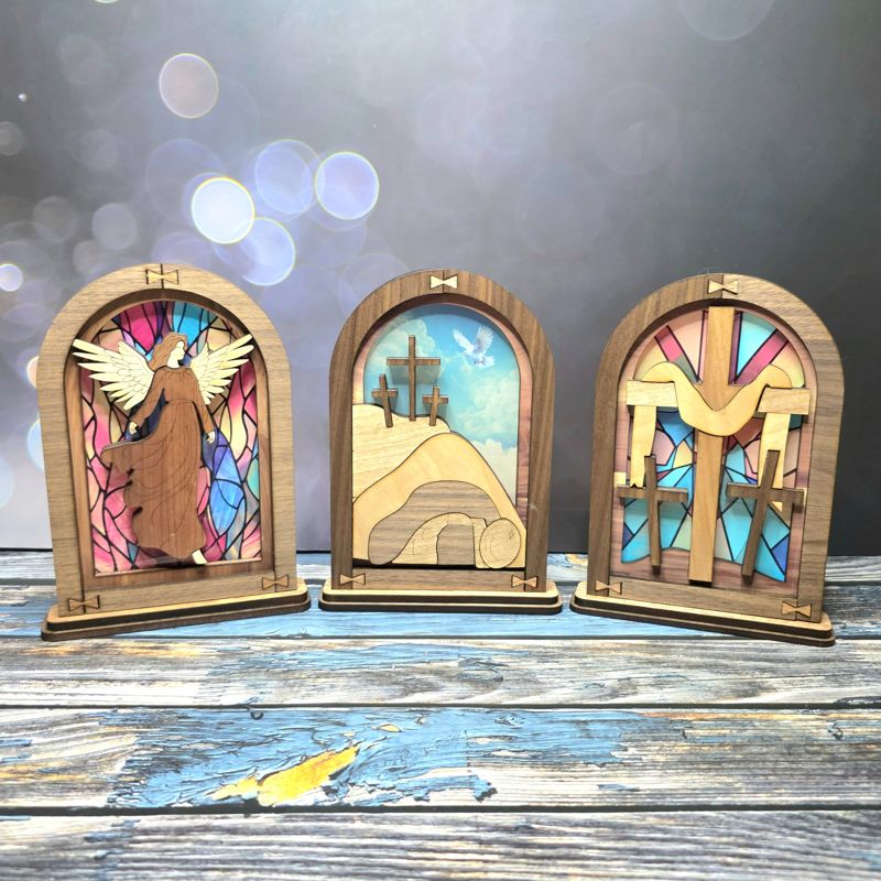Religious Easter Mantle Decor - Angel, Cross, or Empty Tomb Options