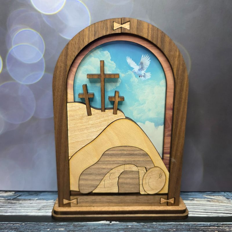 Religious Easter Mantle Decor - Angel, Cross, or Empty Tomb Options
