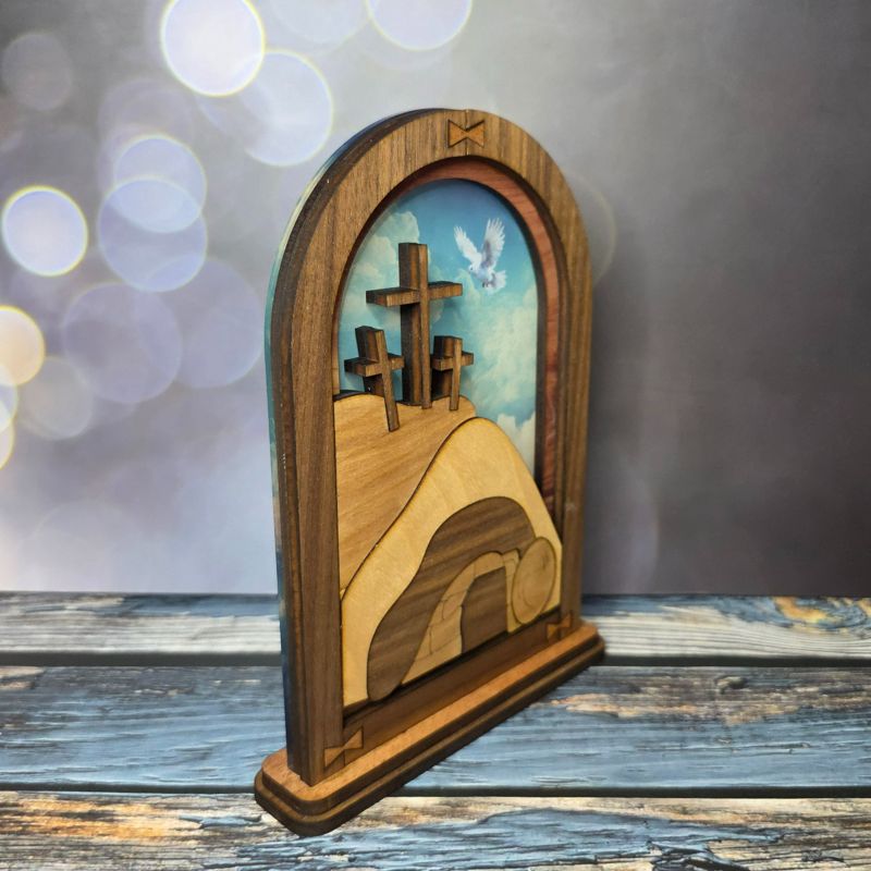Religious Easter Mantle Decor - Angel, Cross, or Empty Tomb Options