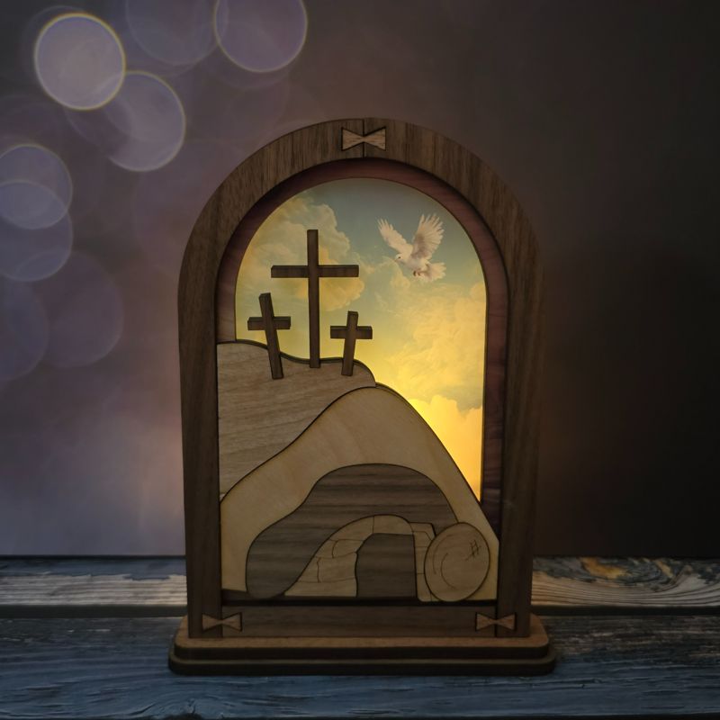 Religious Easter Mantle Decor - Angel, Cross, or Empty Tomb Options