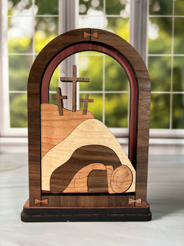 Religious Easter Mantle Decor - Angel, Cross, or Empty Tomb Options