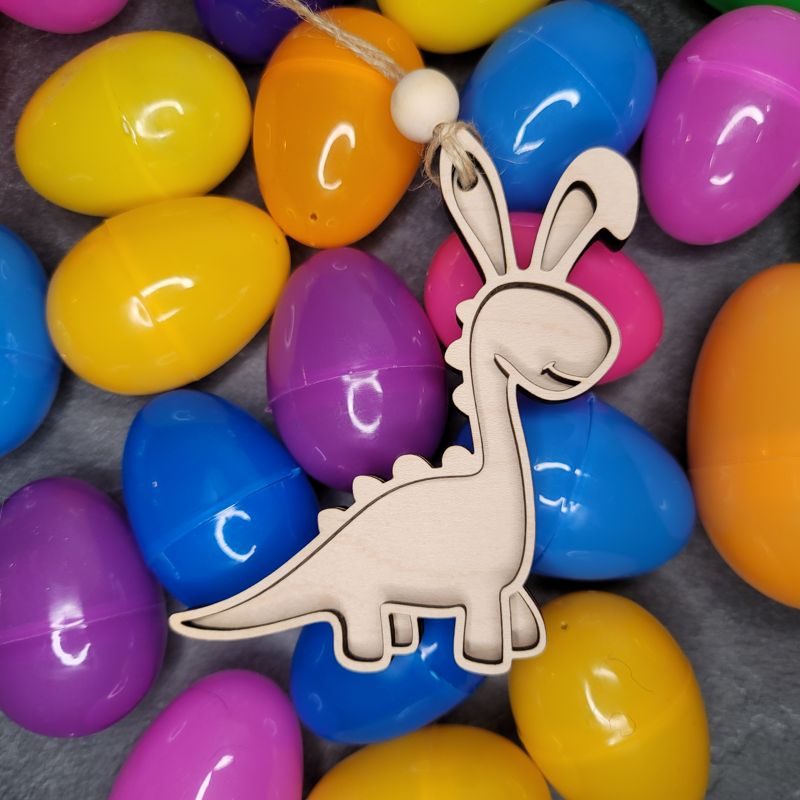Personalized Wooden Easter Basket Tags - Bunny, Egg, or Dinosaur Design