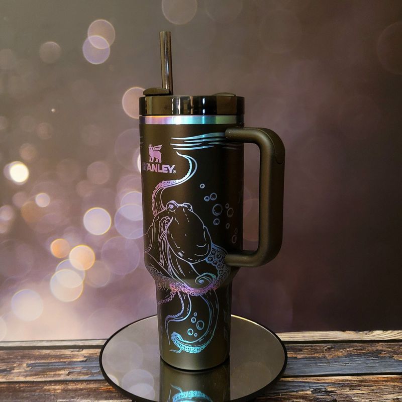 Ocean Adventure 40oz Laser-Engraved Tumbler: Whimsical Sea Creatures and Your Choice of Colors (30oz Pool H2.0)