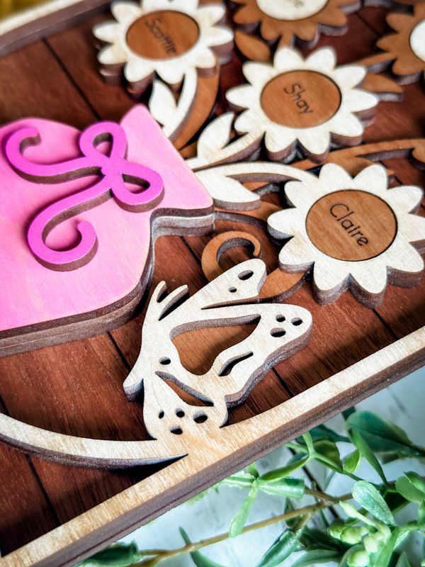 Personalized Family Flower Pot Wooden Sign for Mother's Day