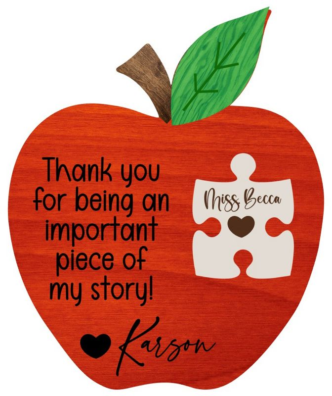 Teacher Appreciation Wooden Apple Sign