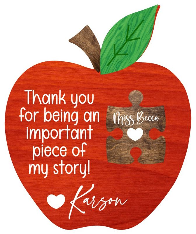 Teacher Appreciation Wooden Apple Sign