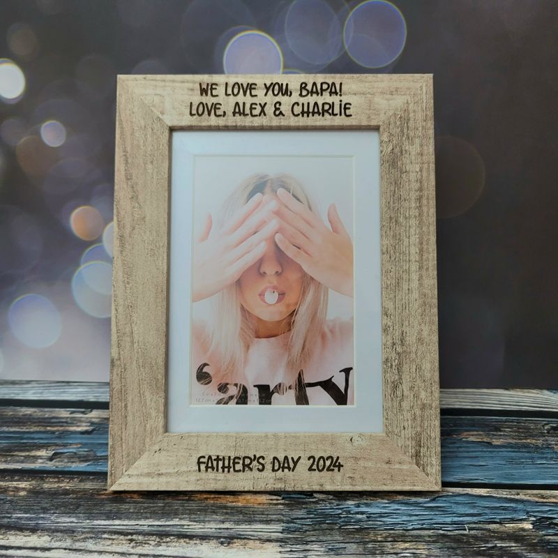 Customizable 5x7 Light Wood Engraved Frame - Personalized Orientation & Message