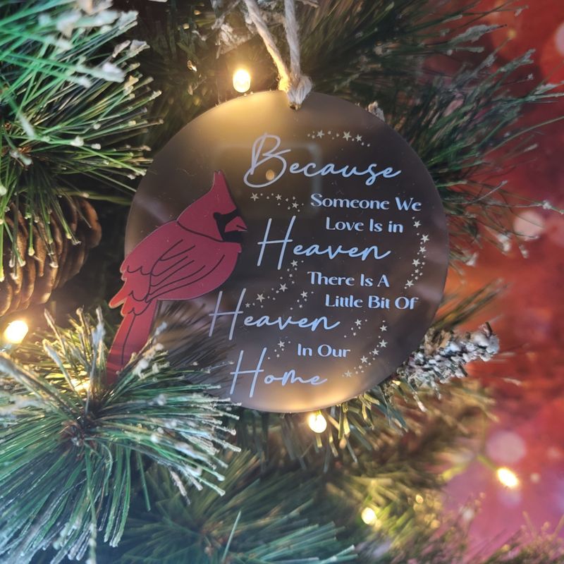 Heavenly Cardinal: UV-Printed Acrylic Ornament