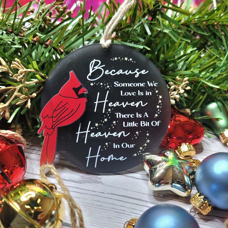 Heavenly Cardinal: UV-Printed Acrylic Ornament