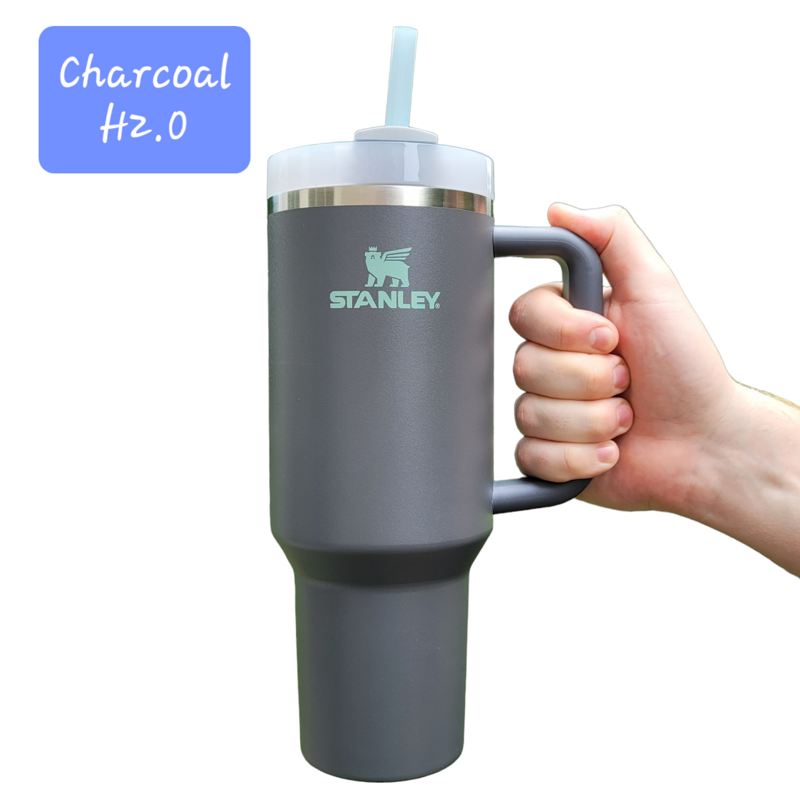 40oz Stanley Tumbler | Floral Sunflower and Lily Design | Perfect Gift for Gardeners & Nature Lovers (Charcoal H2.0, Design Only)