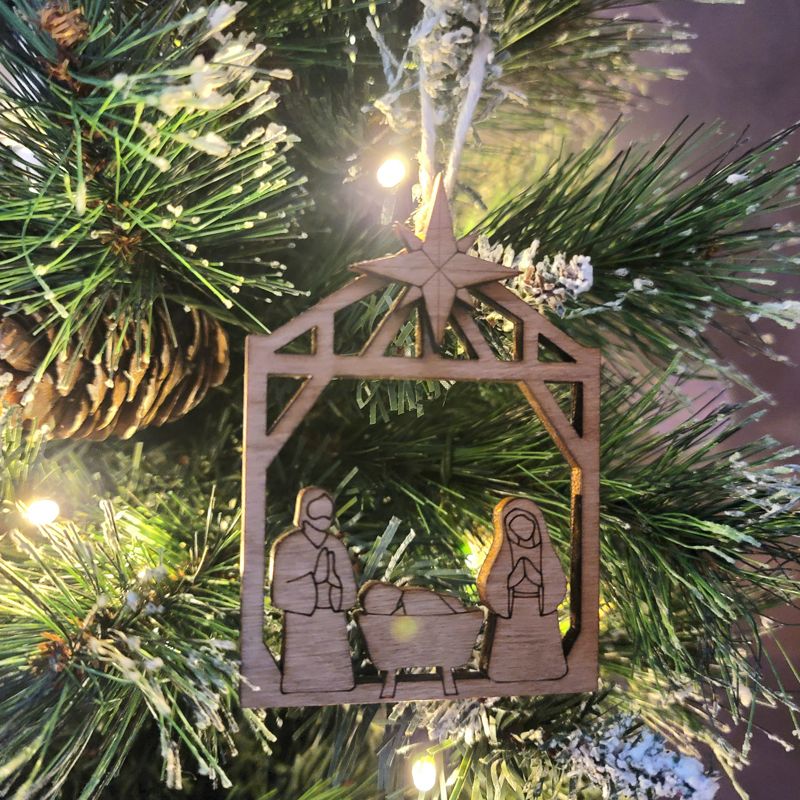 Handcrafted Wooden Nativity Set w Matching Ornament - Heirloom Quality (Full Set)