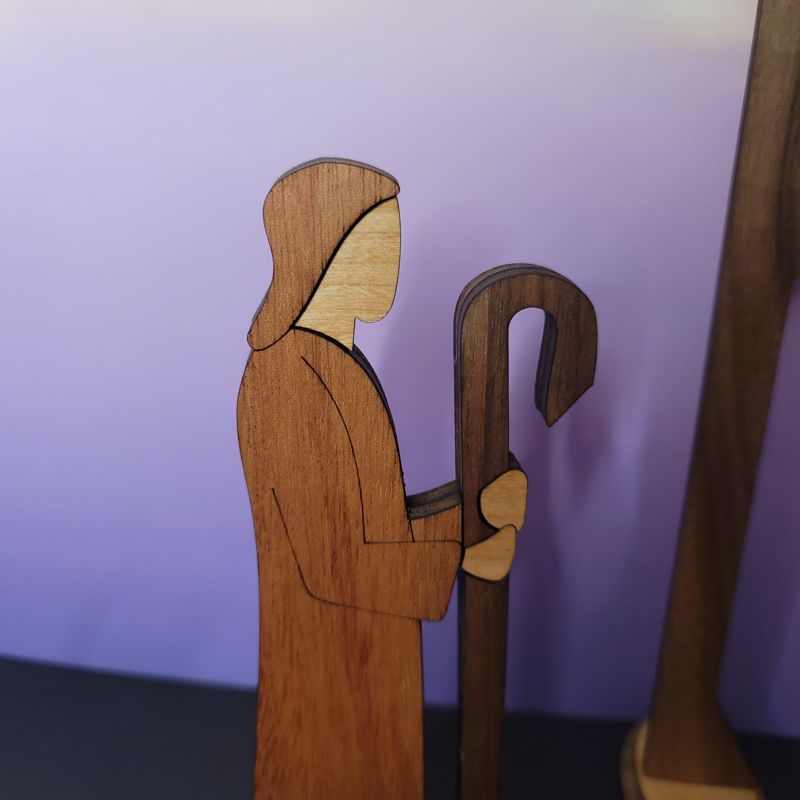 Handcrafted Wooden Nativity Set w Matching Ornament - Heirloom Quality (Full Set)