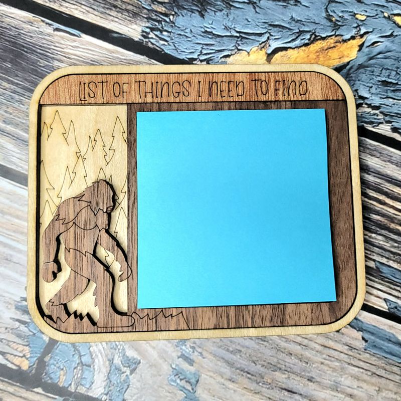 Bigfoot Post-it Note Holder Custom Wooden Desk Organizer with Engraving Option