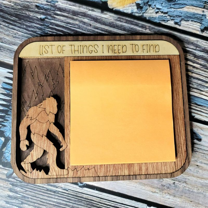 Bigfoot Post-it Note Holder Custom Wooden Desk Organizer with Engraving Option
