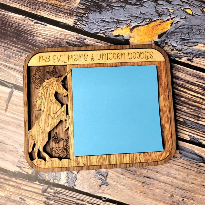 Customizable Wooden Unicorn Desk Organizer for Post-It Notes