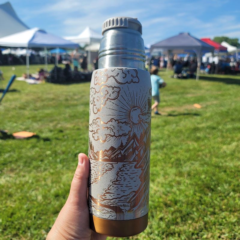 Exclusive 25oz Stanley Ash Bronze Thermos with Mountain Engraving