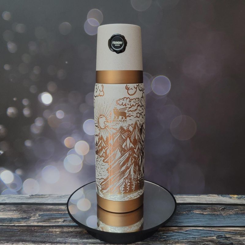 Exclusive 25oz Stanley Ash Bronze Thermos with Mountain Engraving