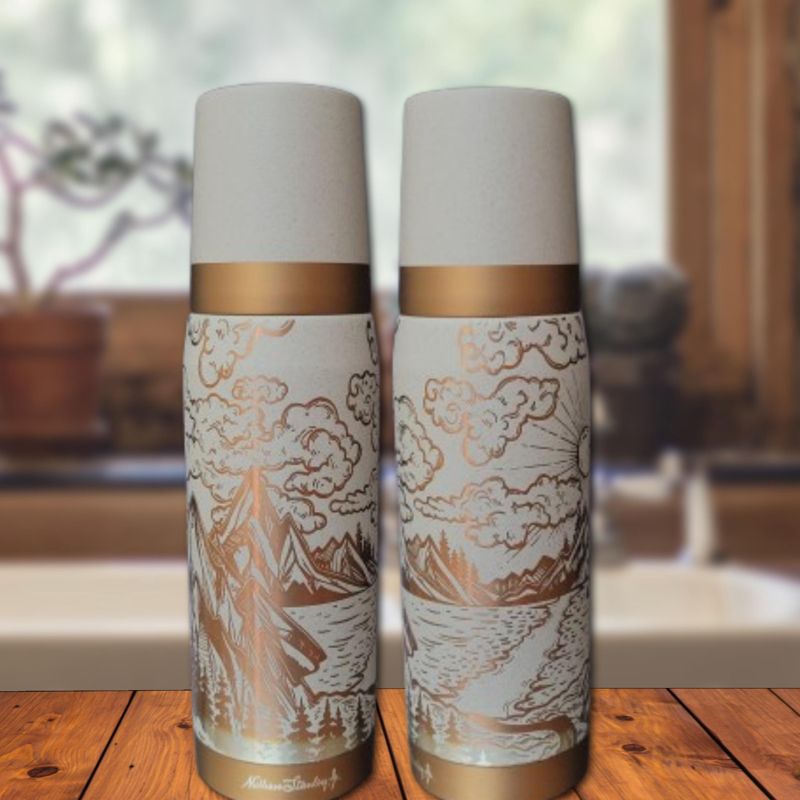 Exclusive 25oz Stanley Ash Bronze Thermos with Mountain Engraving