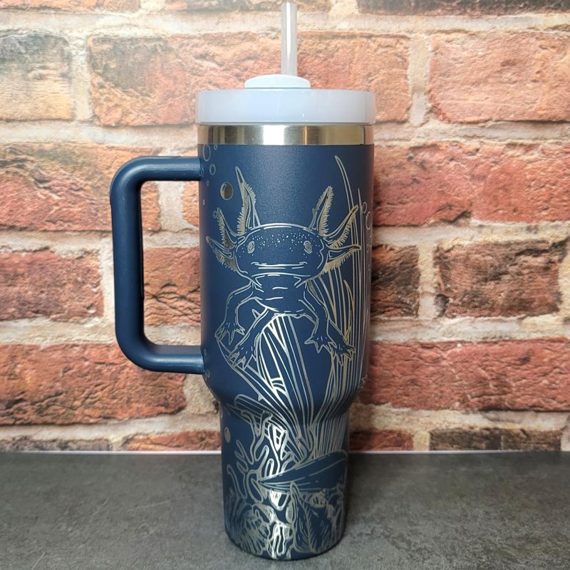 40oz Axolotl Tumbler with Lid, Handcrafted and Insulated Gift for Nature Lovers (40oz Cream)