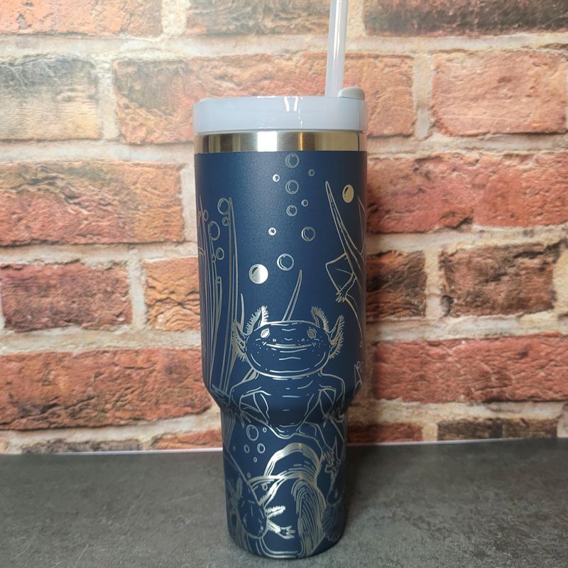 40oz Axolotl Tumbler with Lid, Handcrafted and Insulated Gift for Nature Lovers (40oz Cream)