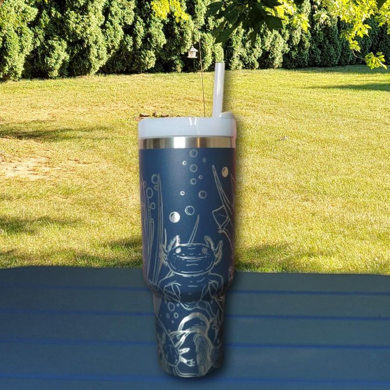 40oz Axolotl Tumbler with Lid, Handcrafted and Insulated Gift for Nature Lovers (40oz Cream)