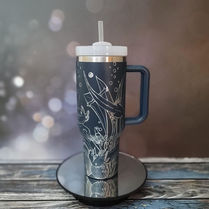 40oz Axolotl Tumbler with Lid, Handcrafted and Insulated Gift for Nature Lovers (40oz Cream)
